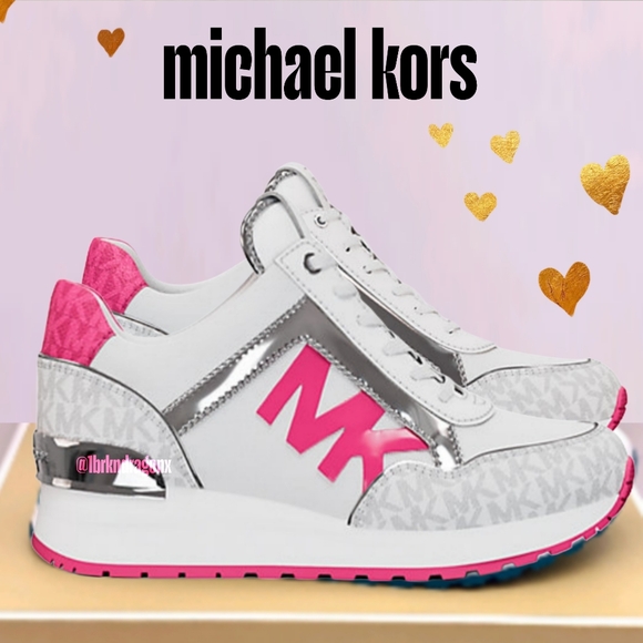 Michael Kors Sneakers Kicks Trainers BNIOB Daisy Silver White Trainer Gym Run - Picture 5 of 16